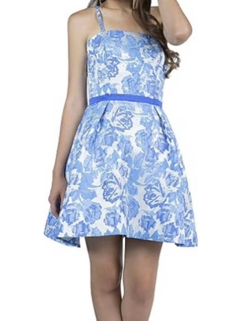 New: Milano Formals Blue and White Floral Mini Dress/Gowns/Prom